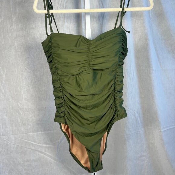 J. Crew One Piece Ruched Swimsuit in Olive Green - Size 14 - Picture 9 of 9